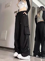 2024 American style large pocket cargo pants women's spring summer new style wide leg pants loose slimming casual sports pants - Image 4