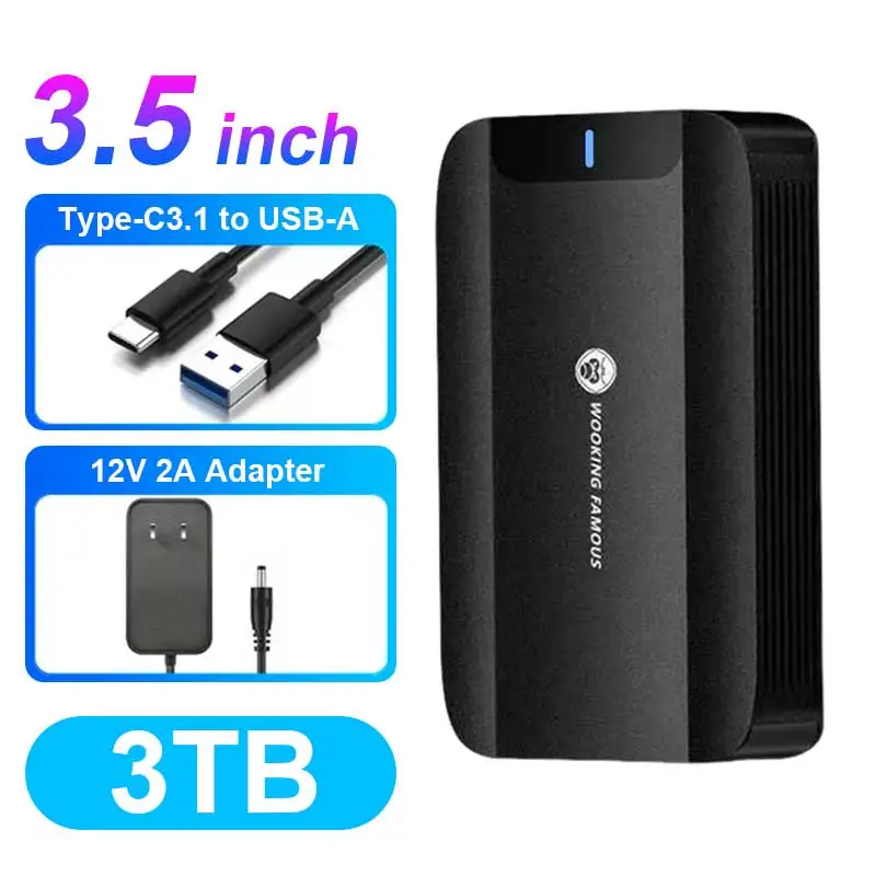 WOOKING FAMOUS HD 3TB 4TB 6TB 10TB 12TB 14TB 3.5''USB3.1 TypeC Portable External Hard Drive Disk HDD for PC/Mac/Desktop/PS4/PS5