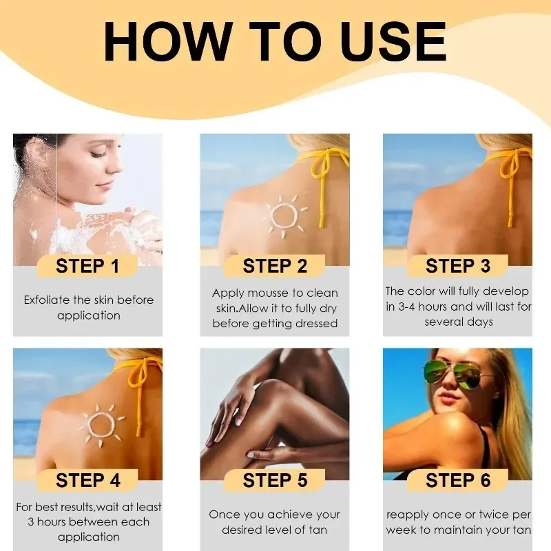 Summer Sun Free Self-Tanning Spray Natural Black Skin Mousse Repair Skin Wheat Tan Moisturizing Nourishing Body Tanning Lotion