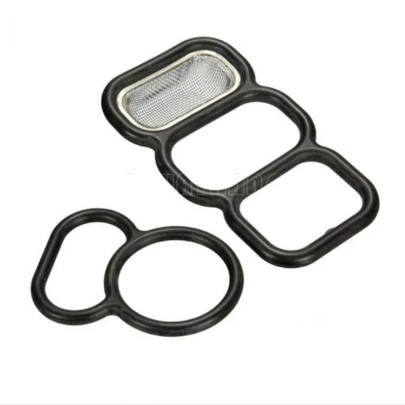 Upper + Lower Spool Valve VTEC Solenoid Gasket Filter for 1994-2002 Honda Accord 4cyl 36172-P0A-005 15825-P0A-005 rubber gasket