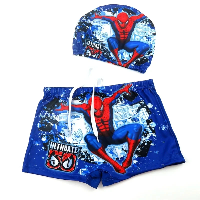 Anime Spiderman dziecko spodnie strój kąpielowy zestaw czepków Baby Boy strój kąpielowy szorty kreskówka Spiderman dzieci kąpielówki okulary prezent