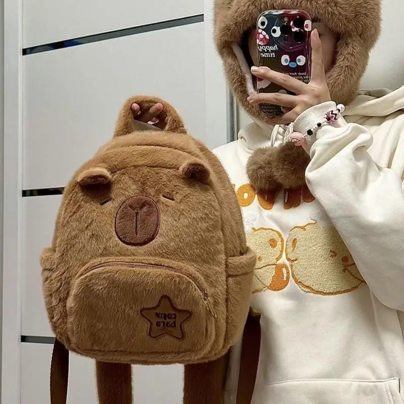 Capybara Bag Plush Large Capacity Cute Stuffed Animal Plush Backpack Toy Soft And Comfortable Doll Pillow Vivid Casual Bag