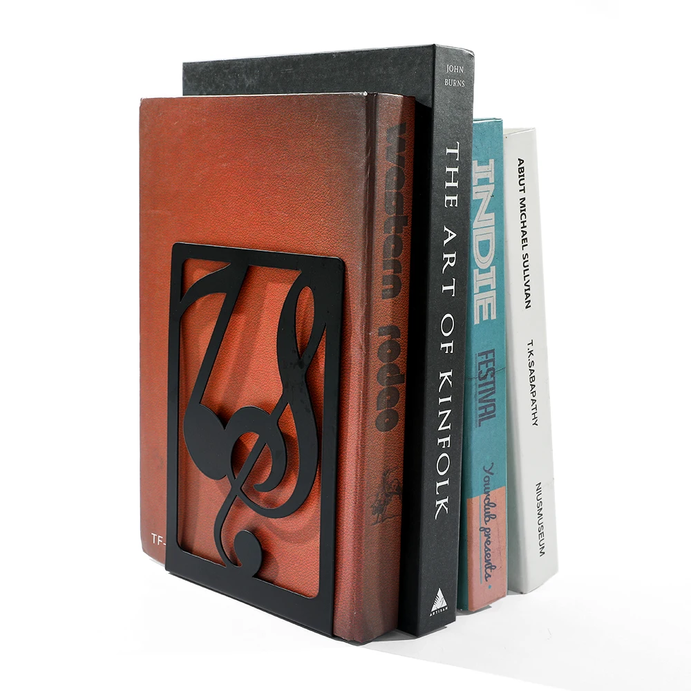 2Pcs Art Note Bookends, Literary Hollow Out Iron Bookends, Metal L-Shaped Bookends, Home Office Desktop Organiser Bookends 6