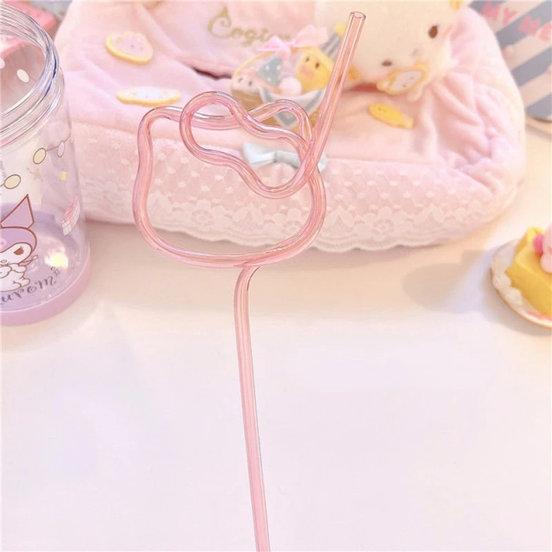 Hello Kitty Drinking Straw Anime Kt Cat Doll Shape Straw Cartoon Straw Reusable Colored Straw Hose Drink Juice Milk Straw Gift 3