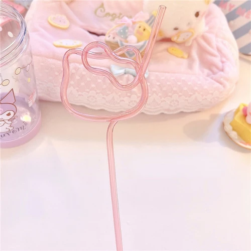 헬로 키티 애니메이션 Kt 고양이 인형 모양 빨대, 재사용 가능한 컬러 빨대 호스, 음료 주스 우유 빨대 선물 3