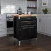 Serve Kitchen Cart with Natural Top, Locking Casters, Two Drawers, Two Storage Cabinets 2