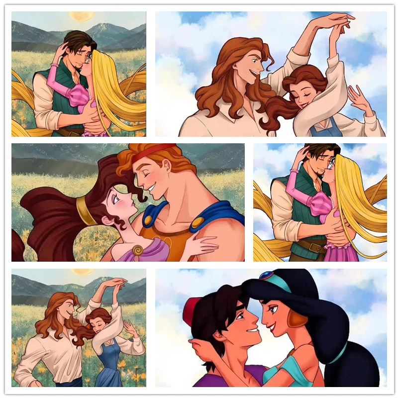 

Алмазная 5D картина Disney, Набор для вышивки крестиком из мультфильма «сделай сам», принцесса принц, мозаика, домашний декор