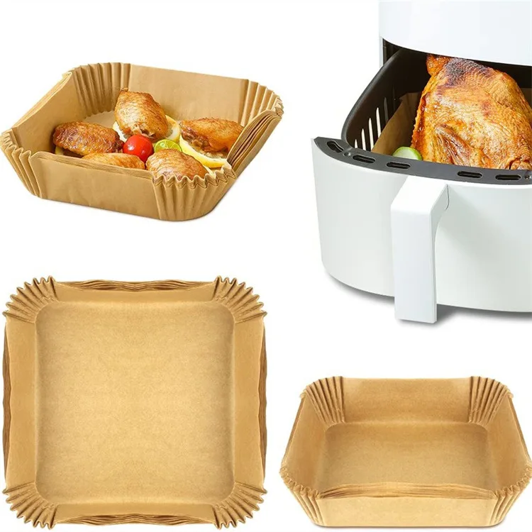 30pcs/Bag Air Fryer Steamer Liners Premium Perforated Wood Pulp Papers Non-Stick Steaming Basket Mat Baking Utensils |