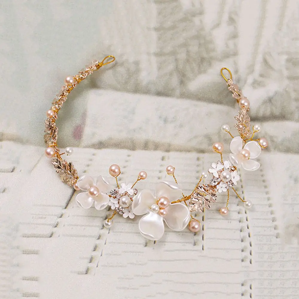 Wedding Headdress Pearl Crystal Headband Bridal Hair Accessories Headpiece Women Handmade Tiara Wedding Hair ornaments Jewelry