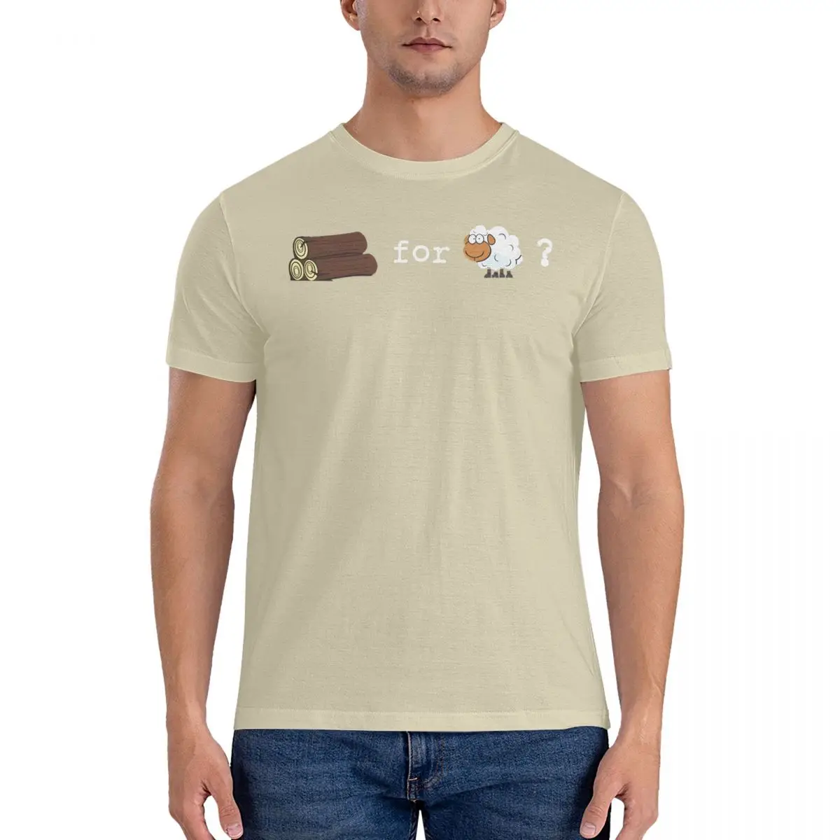 thumbnail image 1 of Camiseta de algodón con texto "Wood For Sheep" para hombre, divertida, cuello redondo, manga corta, ideal como regalo de cumpleaños., 1 of 7