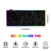 RGB Light Mouse Pad Topographic Black and White Pattern Gaming - Button Control Extended Keyboard Mat Non-Slip Rubber Base 5