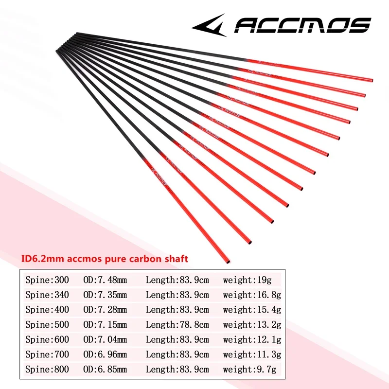 Tubes De Flèches Carbone Pur 30,5" - ID 4,2mm - Spine 400 à 1100 - Lot De 6 Ou 12 Pièces