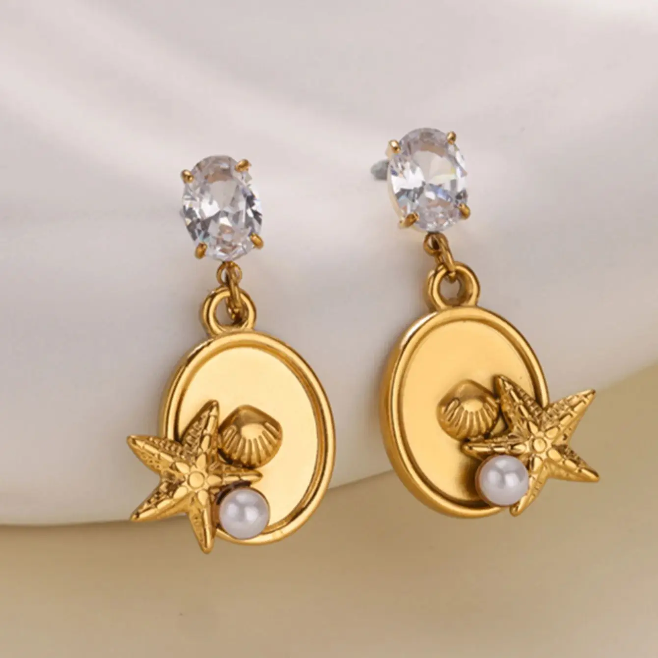 Luxury Zircon Starfish Stud Earrings For Women