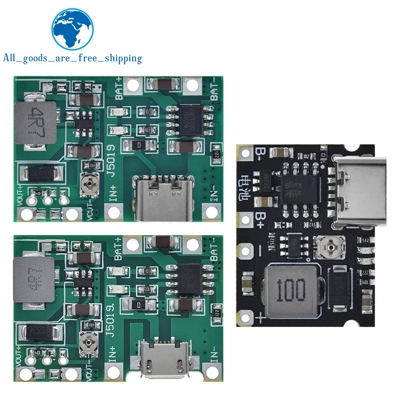 1/3PCS 리튬 이온 18650 3.7V 4.2V 배터리 충전기 보드 DC-DC 스텝 업 부스트 모듈 TP4056 DIY 키트 부품 아두이노용