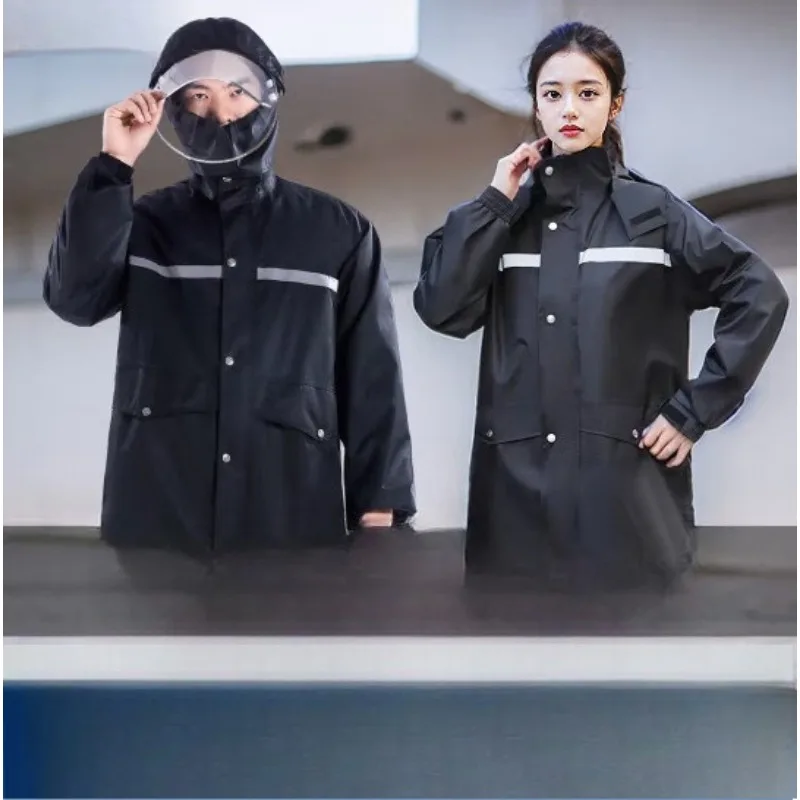 Rain Suit Men Women Waterproof Heavy Duty Motorcycle Rain Gear Reflective Raincoat And Pants Set