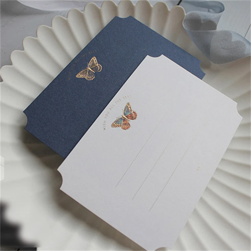 Greeting Card Light Luxury Embossed Stereo Bronzing Butterfly Pattern Gift Message Card Wedding Invitation