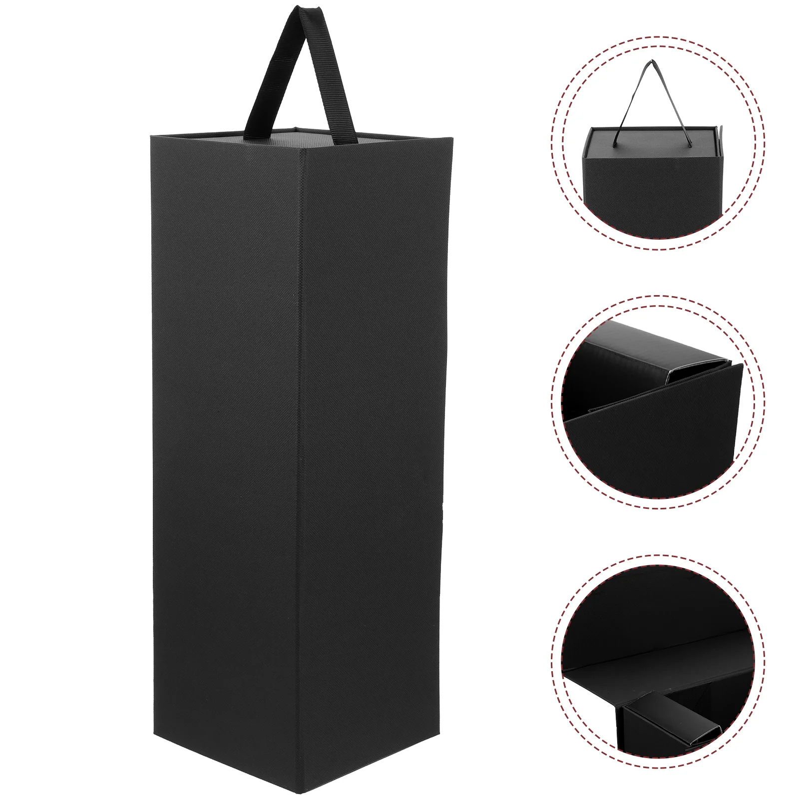 Single Wine Box Black Bottle Case – Durable Reusable Holder for 750ml Wine, Travel &amp... - SKU WBBC2108 - UGI Packaging