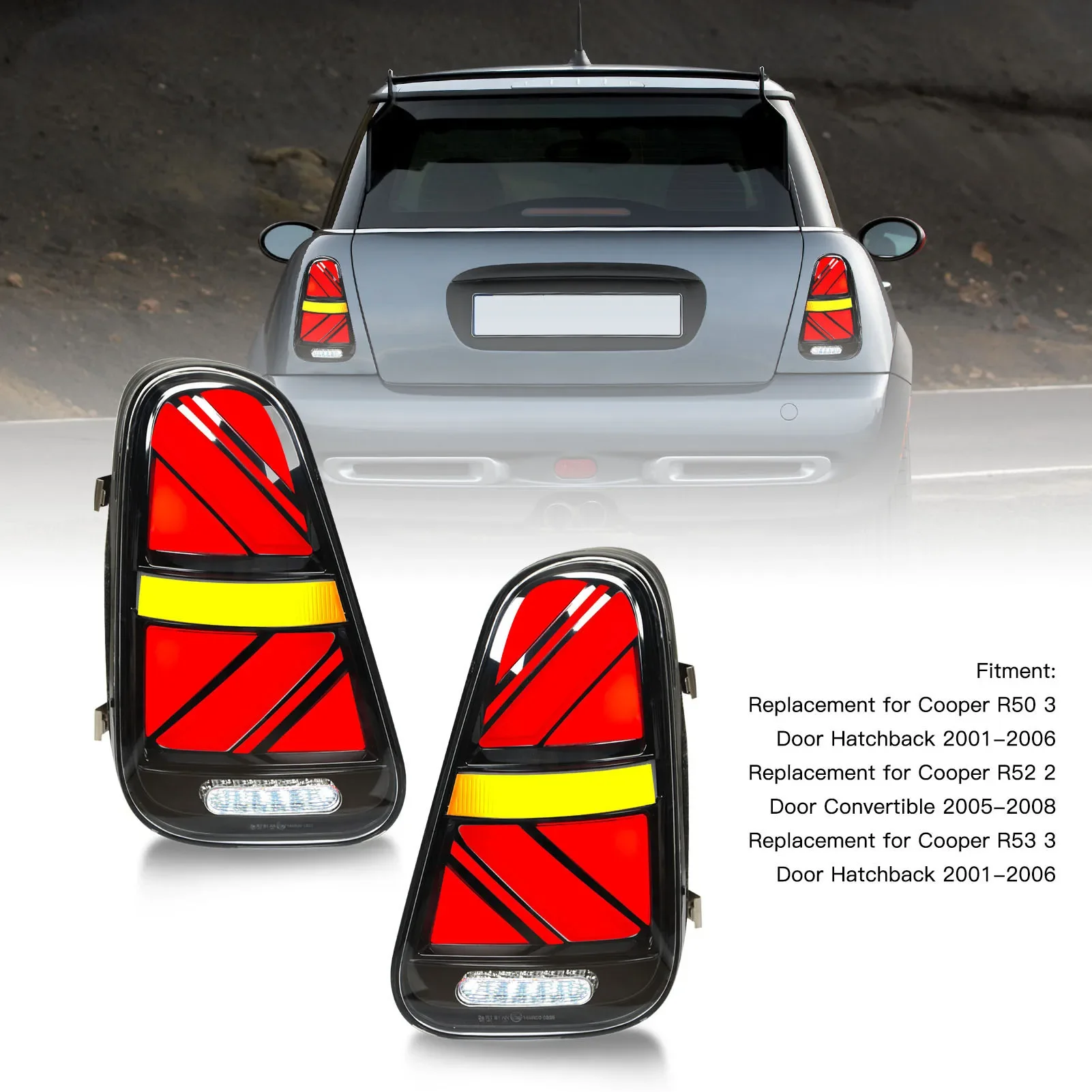 Mini One Rear Light For-Mini-Cooper-R50-R52-R53-2001-2002-2006-1-Pair-Full-LED-Rear-Tail ...
