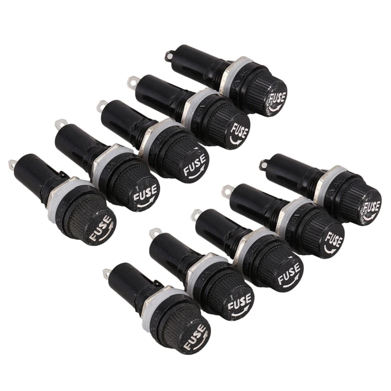 

10 Pcs AC 125V 15A 6 X 30Mm Panel Mount Fuse Holder