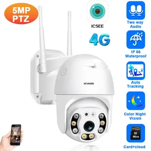 5MP 4G SIM Card IP Camera PTZ ICSEE Wireless Wifi Outdoor CCTV Security Dome Camera Auto Tracking Color Night Vision IP Cam P2P