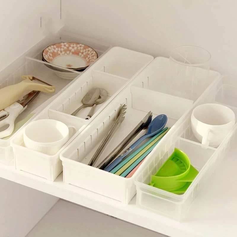 Adjustable Kitchen Cabinet Organizer Drawer Storage Box Cutlery Jewelry Utnesils Makeup Cutlery Kitchen Accessories Organizer