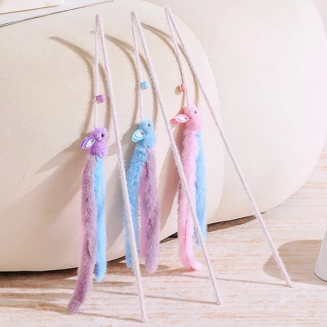 Cat Toys Plush Tassel Cats Teaser Stick Wool Rabbit Cat Toys Interactive Cute Sticks Cats Toy with Bell Kitten Toy Pet Supplies 3