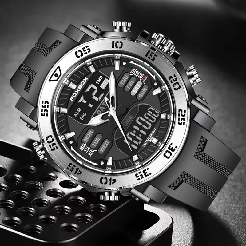 LIGE New Fashion Sport Watches For Men Top Brand Luxury 50M Waterproof Wristwatch LED Alarm Stopwatch Clock Military Men Watch