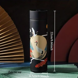 Retro Ethnic Trend Insulated Water Bottle - Portable Leak - Proof Drinking Vessel - 401 - 500ml (Black)