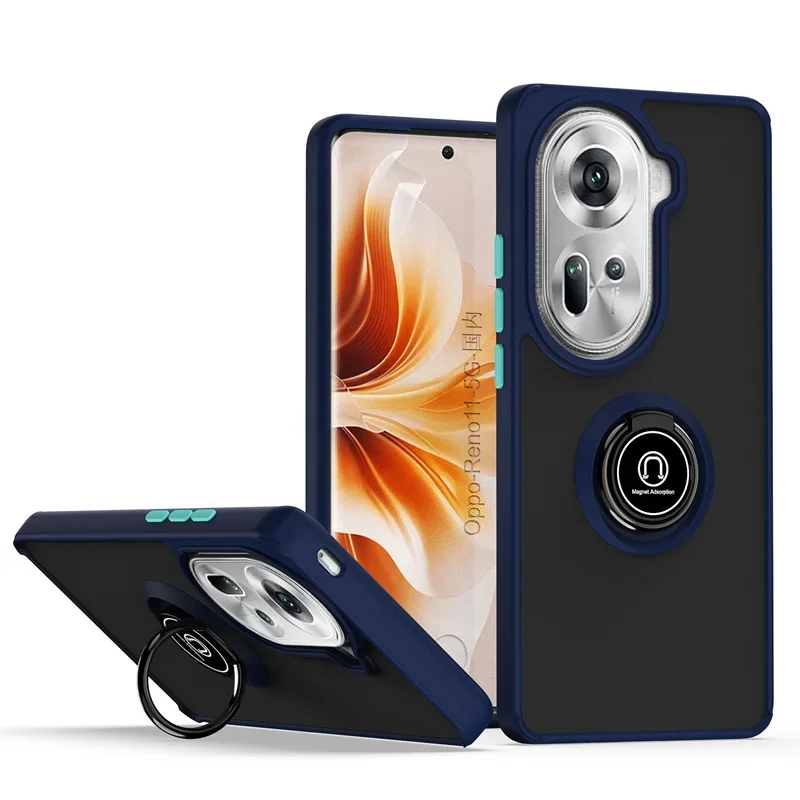 Matte Shockproof Phone Case with Magnetic Ring Stand Holder