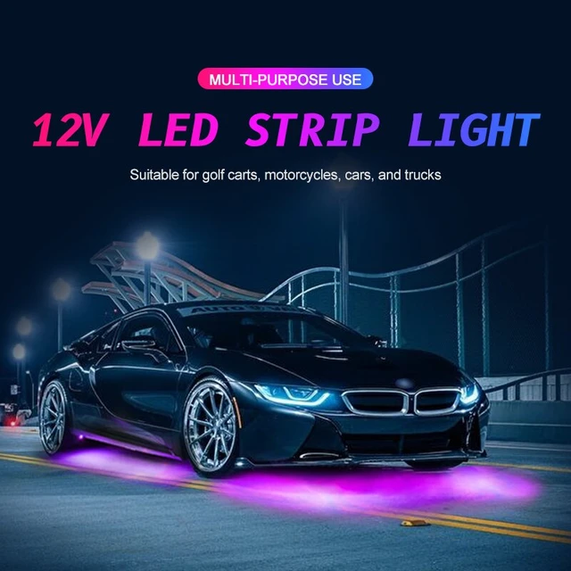 Bande lumineuse néon à LED pour voiture, lumière de dessous de caisse  flexible, lampe décorative pour motos, escales ambiantes, bricolage, 12V, 4
