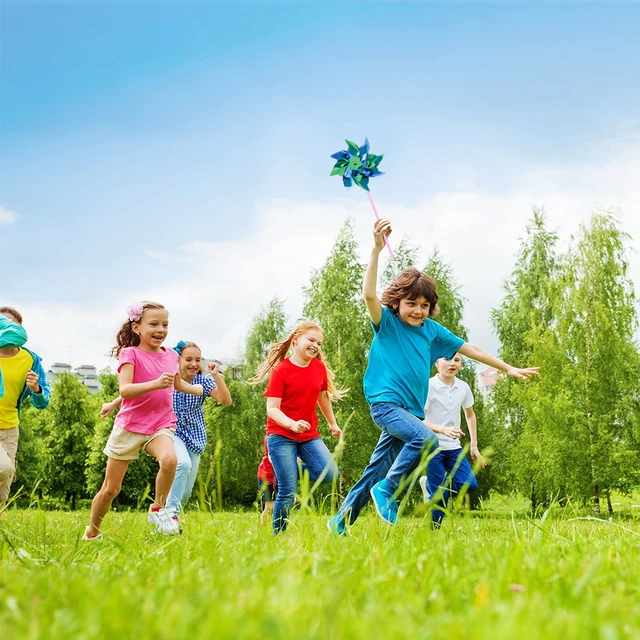 50pcs Plastic Rainbow Pinwheel Mixed Color Party Pinwheels DIY Lawn Garden Yard Windmill Decor Outdoor Children Kids Fun Toys 3