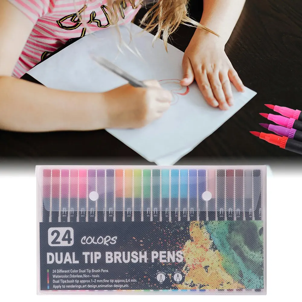 Attività dei cartoni animati Libro di pittura a colori Carta fai da te Matita per acquerello bifacciale Set di libri a colori di riempimento educativo ad asciugatura rapida - immagine 3