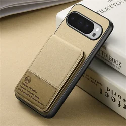 Portable Wallet Leather Card Slot Shockproof Case with Bracket and Fall Prevention - Google Pixel 10 (Khaki)