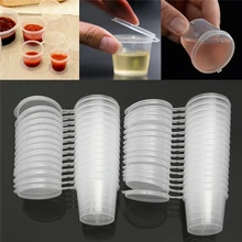 

50 Pcs/set Small Round Transparent Disposable Sauce Cup Kitchen Organizer Container 2 Size Capacity Storage Box With Lids