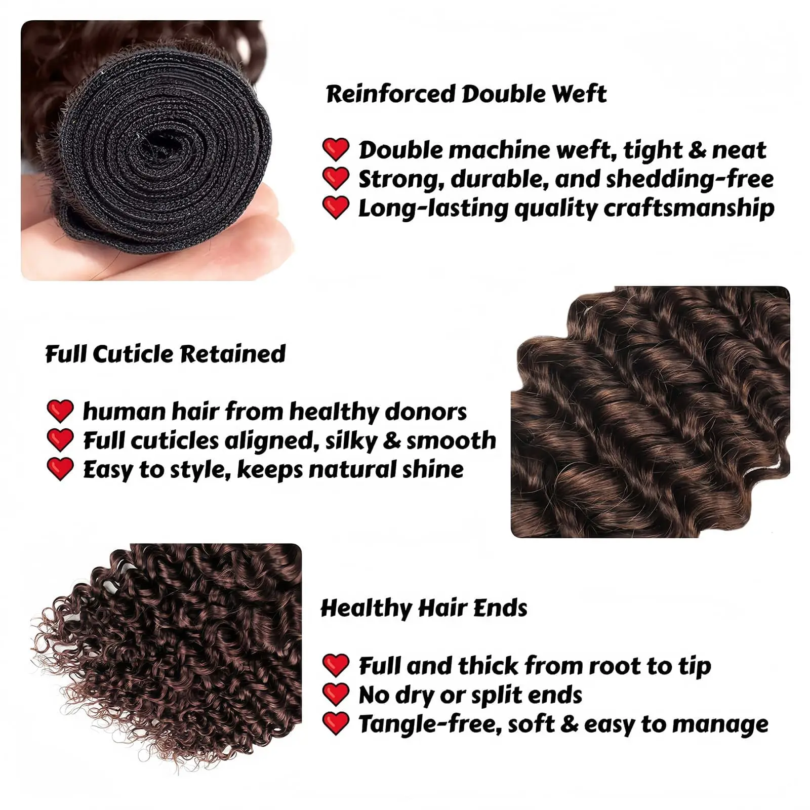 Brown Deep Wave Bundle 20 22 24 inch Color #4 Wet and Wavy Bundles #4 Brown Human Hair Bundle Chocolate 3