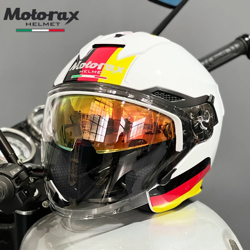 thumbnail image 1 of Casco de motocross de doble lente para hombre y mujer, casco de moto de cara abierta, casco de carreras para turismo, casco con certificación DOT Cascos, 1 of 5