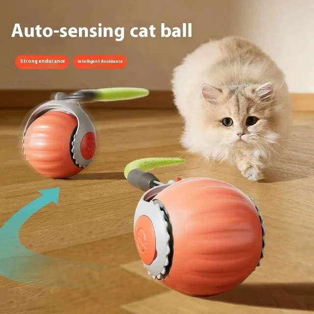 New Cat Interactive Ball Toy Automatic Rolling Ball with Tail Rechargeable Smart Pet Interactive Toy Intelligent Mouse for Cat 2