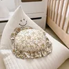 INS Round Ruffle Edge Floral Throw Pillow Stuffed Cushion Girl Heart Sweet Princess Cotton Home Bed Sofa Decor Cushion Headrest 4