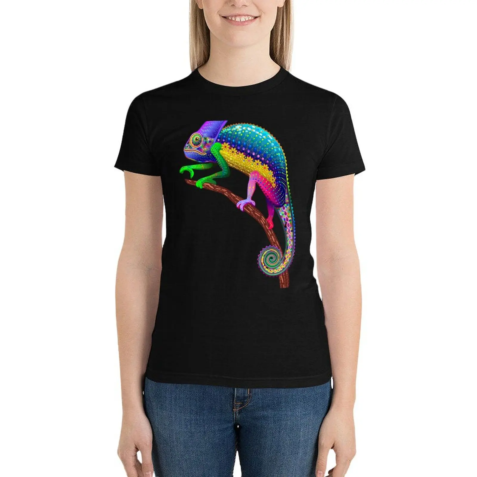 Chameleon Fantasy Rainbow Colors T-Shirt animal print shirt for girls tees Womens graphic t shirts