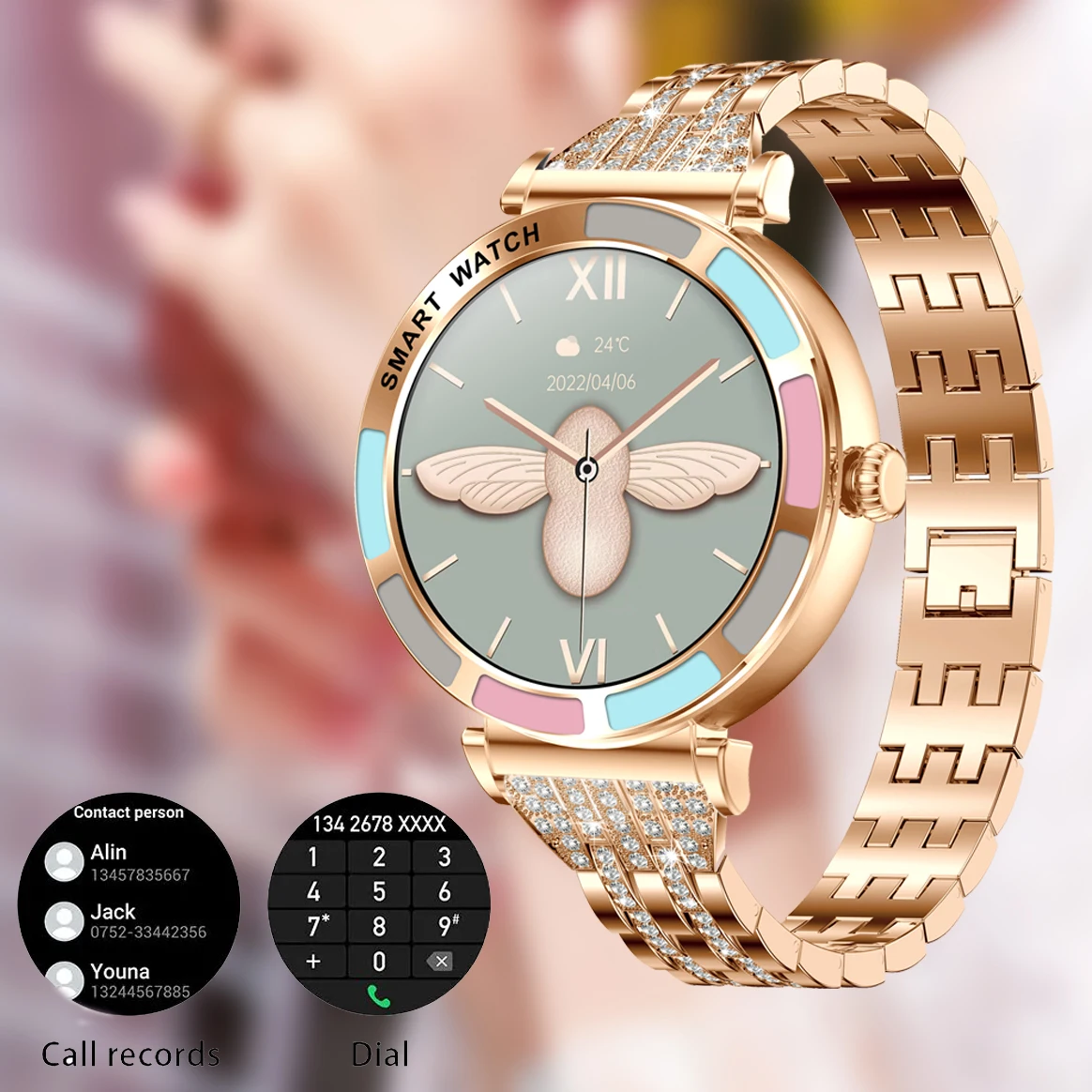Luxury Smart Watch Ladies for Android iOS HD Screen Bluetooth Call Health Monitoring Fitness Tracker Women Diamond Smartwatch 1