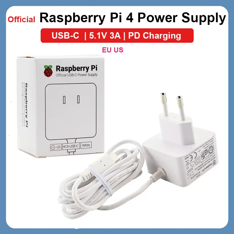 Alimentatore Ufficiale Raspberry Pi Usb-C Adattatore Di Alimentazione 5.1V 3A Caricabatterie Eu Us Plug Per Raspberry Pi 4 Modello B