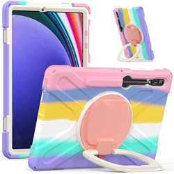 360° Rotating Hand Ring Tablet Stand Case - Drop-Proof, 12.4 Cover with Adjustable Viewing Angles and Secure Grip for S7 S8 S9 11inch (Colorful Pink)