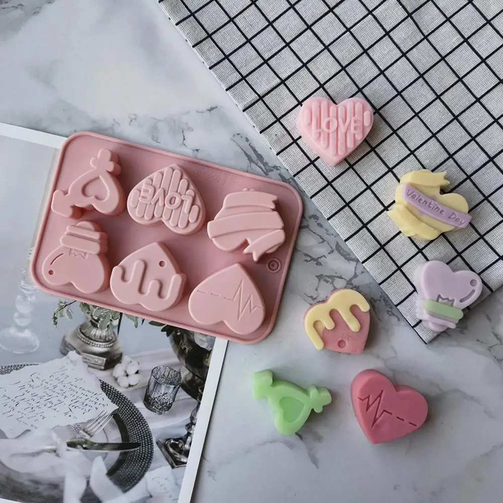 Heart Shape DIY Cake Mold Silicone 6 Cavity Valentines Day Candy Mold Caneles Muffin Cupcake Baking Tray Bordelais For Baking