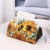 Ins Oil Painting Paper Box Leather Tissue Cover Car Creative Desktop Student Dormitory Office Storage for Living Room Bedroom 5