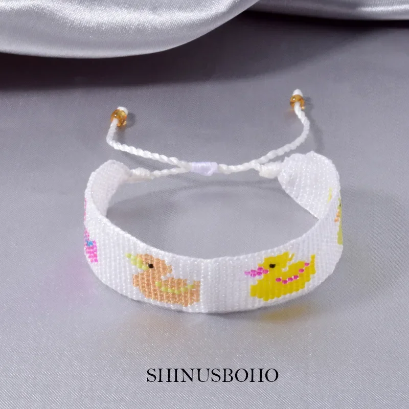 

Beaded bracelet lovely duck pattern fashion simple Versatile Hand Knitting Bohemian Adjustable Rice bead bracelet