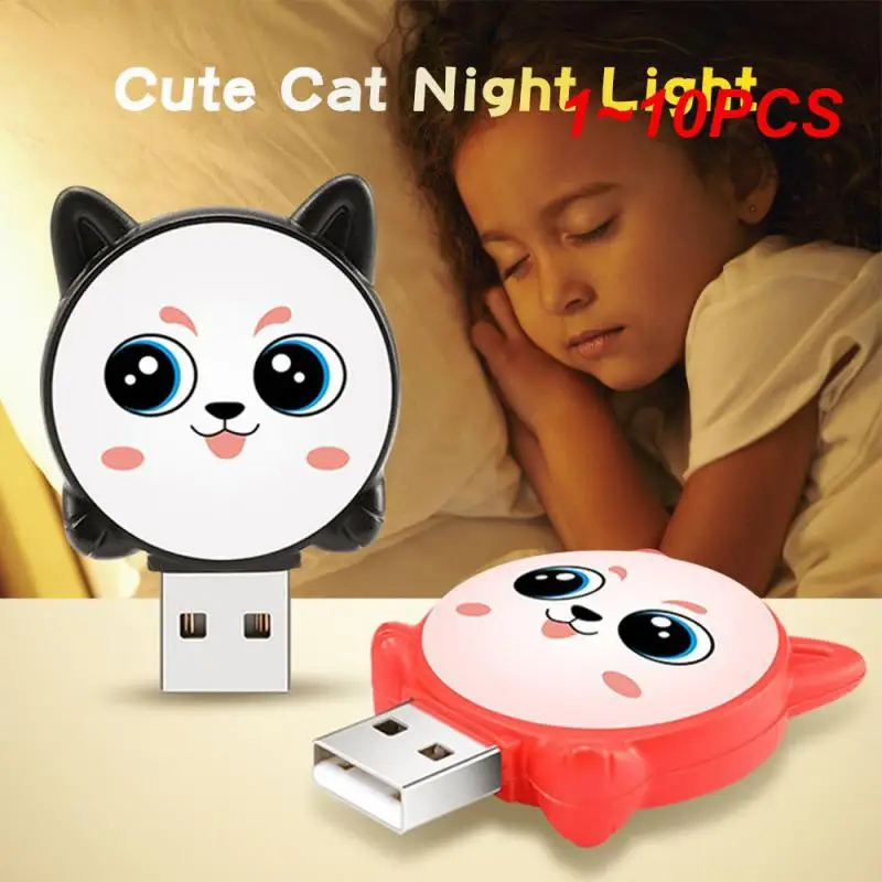 

1~10PCS USB Intelligent Voice Lamp Cute Cat Soft Light Eye Protection Voice Control Switch Night Light Neon Sign Room