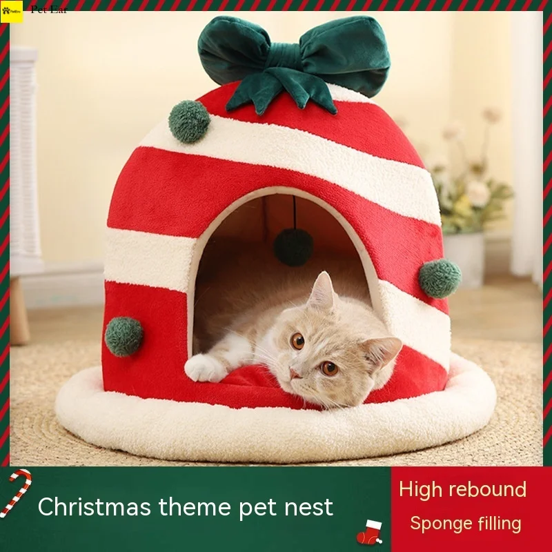 

Cartoon Cat Nest Creative Cute Atmosphere Bell Winter Warm Pet Dog House