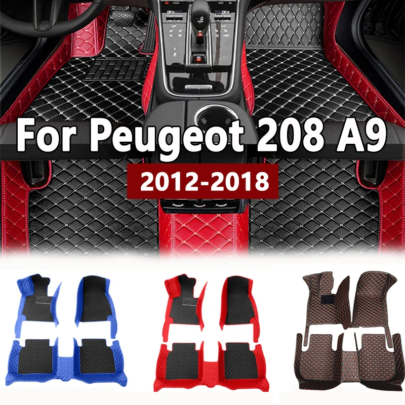 

Автомобильные коврики для Peugeot 208 A9 2012 ~ 2018, роскошные кожаные коврики, прочные коврики, комплект противогрязных ковриков, автомобильные аксессуары 2013 2014