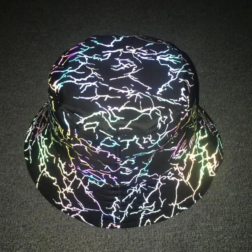 

Night Fishing Bucket Hats Men Women Retro Iridescent Reflective Sun Hat Street Hip Hop Fisherman Caps Punk Style