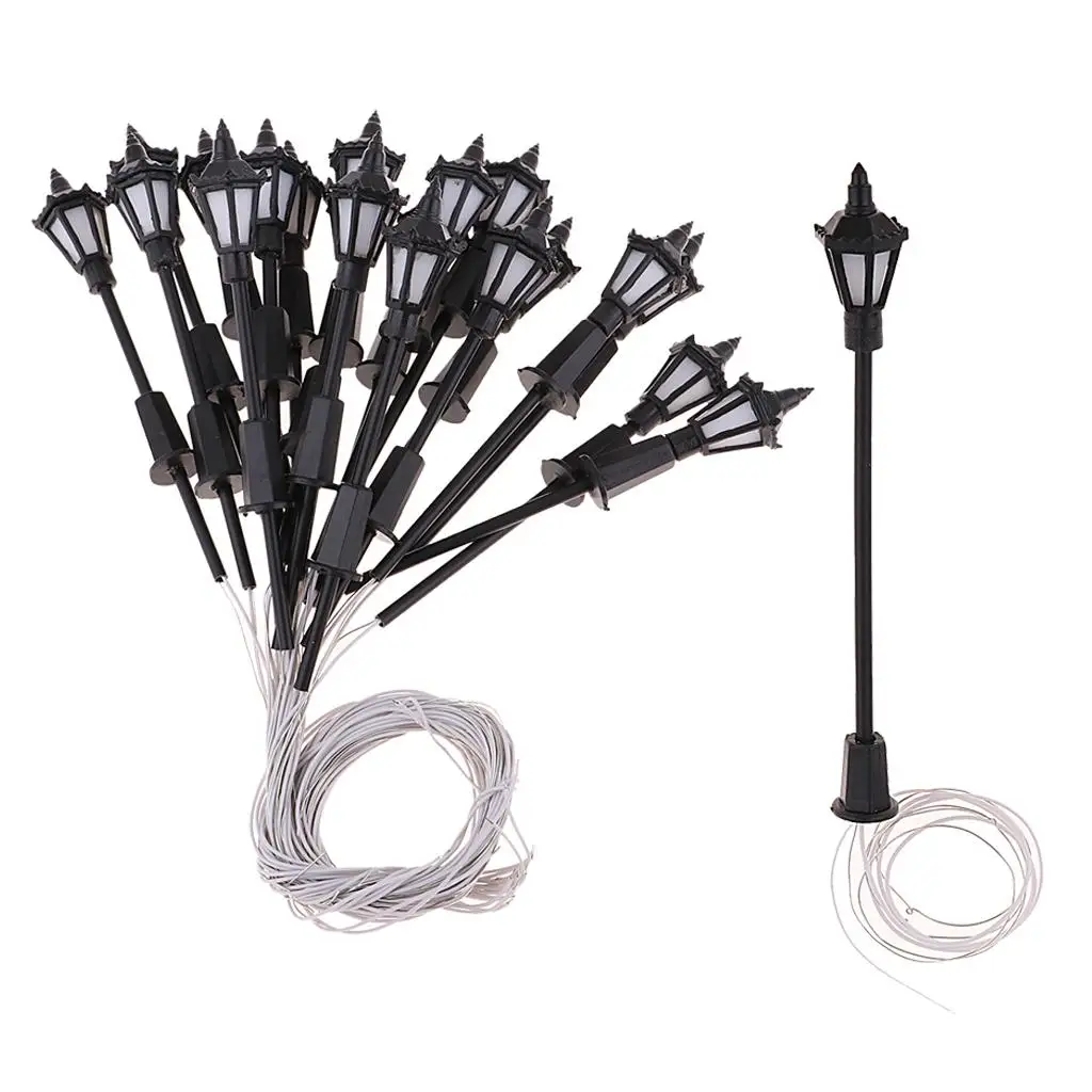 20PC 1:100 Scale Model Railway Led Lamppost Lamps Wall Lamps 3